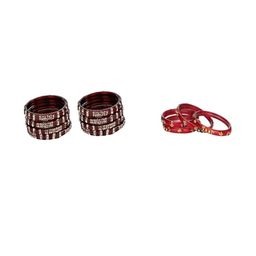 Somil Set of 12 Maroon & Red Glass Artificial Stones And Beaded Bangles Set-image-70