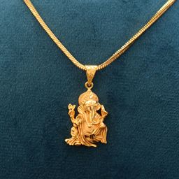 Anshenterpris Unisex Gold-Plated Ganesh Goddess Pendant with Chain-picture-23
