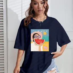 CORSICA Graphic Printed Round Neck Drop-Shoulder Sleeves Oversized T-shirt-image-27