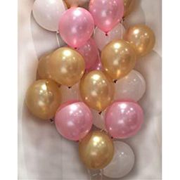 Amfin Metallic Latex Balloons & Ribbon Set Golden Pink White - Pack of 53-9