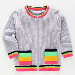 Babyoye Acrylic Full Sleeves Solid Color Sweater - Grey-image-98
