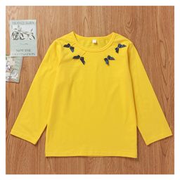 Kookie Kids Full Sleeves Tee Bow Appliques - Yellow-picture-13