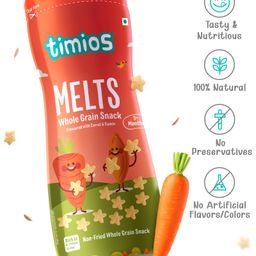 Timios Melts Wholegrain Snacks for Kids 9M+ - Carrot & Cumin Flavour, 50g - Iron & Protein Rich, No Preservatives-10