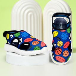 KazarMax Foot Ball Printed Velcro Closure Sandals - Blue-image-84