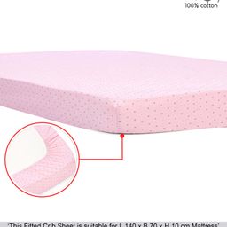 Babyhug Premium 100% Cotton Fitted Crib Sheet Pin Dots Large - Pink-image-18