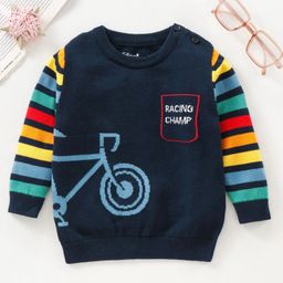 ToffyHouse Full Sleeves Sweater Bicycle Design - Navy Blue-picture-47