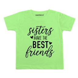 KNITROOT Half Sleeves Sisters Best Friends Printed Tee - Light Green-picture-37