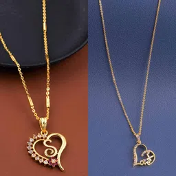 Boghra Sales Set Of 2 Gold-Plated Brass American Diamond Chain-image-45