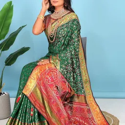 jayant creation Green Silk Blend Patola Sarees-picture-10