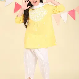 Fabindia Girls Embroidered Regular Thread Work Pure Cotton Kurta with Salwar & With Dupatta-picture-1