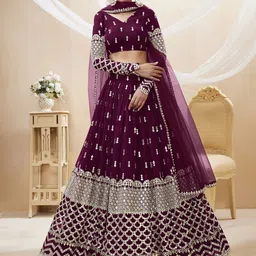 DIVASTRI Embroidered Sequinned Semi-Stitched Lehenga & Unstitched Blouse With Dupatta-9