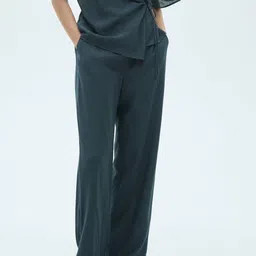 MANGO Women Flowy Textured Trousers-47