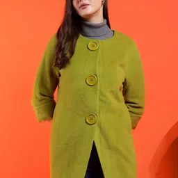 Kotty Band Collar Long Sleeves Overcoat-picture-37