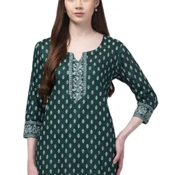 Aura Glam Women Ethnic Motifs Printed A-Line Kurti-picture-12