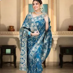 VILLE FASHION Woven Design Zari Art Silk Kanjeevaram Saree-picture-13