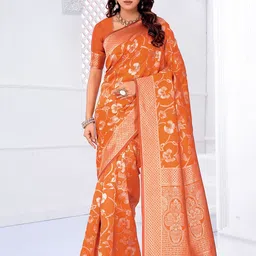 SAADHVI Floral Woven Design Zari Silk Cotton Saree-picture-33