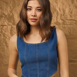 R.Code by The Roadster Life Co. Women Square Neck Cotton Denim Corset Top-picture-19