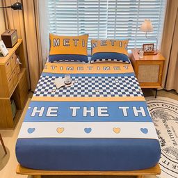 JC HOME Blue & White Geometric 220 TC King Bedsheet with 2 Pillow Covers-image-80
