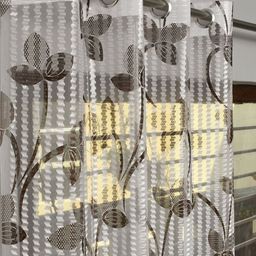 Galaxy Home Decor Brown 2 Pieces Floral Printed Sheer Light Blocking Long Door Curtains-image-96