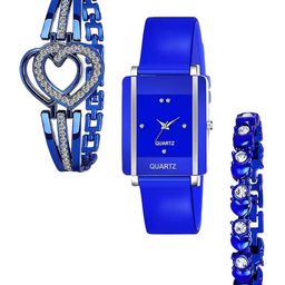 THE SHOPOHOLIC Women Embellished Dial Watch Gift Set KAWA BLUE-2BR-image-82