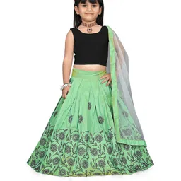 Shoryam Fashion Girls Green Raw Silk Lehenga Choli-picture-39
