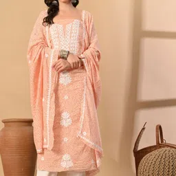 THE WEAVERS SHOP BY RAAVI Floral Embroidered Pure Cotton Unstitched Dress Material-image-46