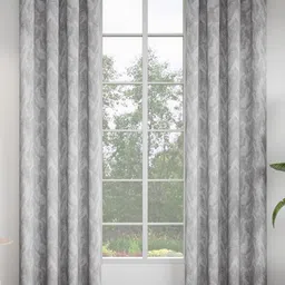 GM Silver-Toned & Grey 2 Pieces Floral Printed Room Darkening Door Curtain-image-60