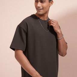 LOCOMOTIVE Men Self Design Round Neck Cotton Oversized T-shirt-image-93