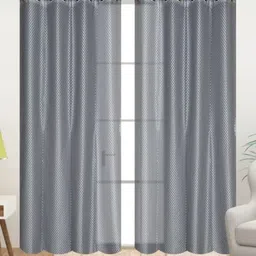 UrbanArts Grey Set of 2 Embroidered Sheer Long Door Curtain-picture-37