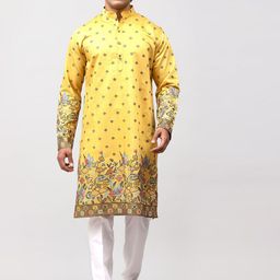 BLUESAANCHI Men Ethnic Motifs Embroidered Regular Thread Work Kurta with Trousers-image-4