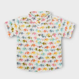 MYZUIE Boys Band Collar Conversational Printed Cotton Casual Shirt-picture-12
