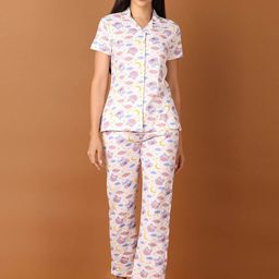 V-Mart Women Short Sleeves Graphic Printed Night suit-picture-33