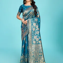 RICH & ROMAN Woven Design Zari Pure Silk Banarasi Saree-picture-41
