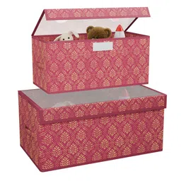 Kuber Industries Maroon 2 Pieces Drawer Organiser With Lid image 2