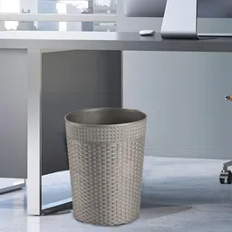 Kuber Industries Grey 2 Pieces Checked Pedal Dustbins10L Each-25