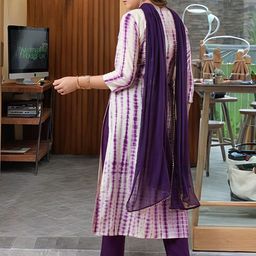 GoSriKi Women Printed Regular Sequinned Kurta with Trousers & With Dupatta image 3