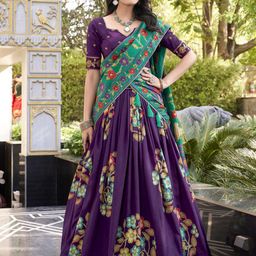 LOOKNBOOK ART Printed Foil Print Ready to Wear Lehenga & Unstitched Blouse With Dupatta-51