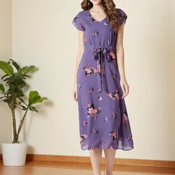 all about you Floral Print Georgette Maxi Midi Dress-image-84