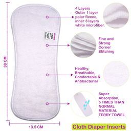 Bembika 4 Layer Cotton Nappy Inserts Pack Of 10 - White image 3