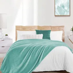 BREVARD Sea Green Woollen 300 GSM Double Bed Blanket-image-65
