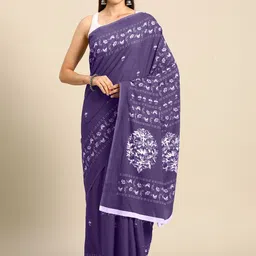 BUTA BUTI Floral Pure Cotton Saree-image-41