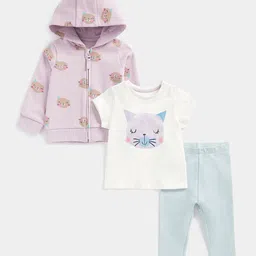 mothercare Girls Car Printed Pure Cotton Jogger Set With Hoodie-image-65
