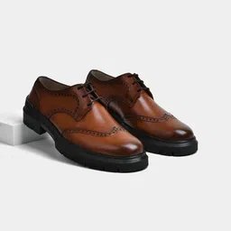 LUXORO FORMELLO Men Self Design Lace-Up Leather Formal Brogue-picture-18