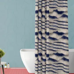 ArtzFolio Blue & Grey Abstract Printed Waterproof Shower Curtain-33