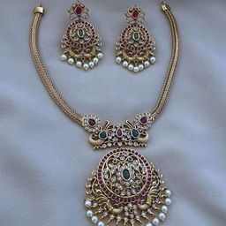 Rangrozo Jewellery Gold-Plated Artificial Stones Studded Jewellery Set-image-52