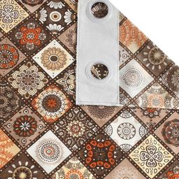 bsb home Brown & Multicoloured Set of 2 Geometric Window Curtain image 5