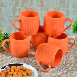 Myntra Elegant Homes Orange 6 Pieces Ceramic Glossy Cups-image-57