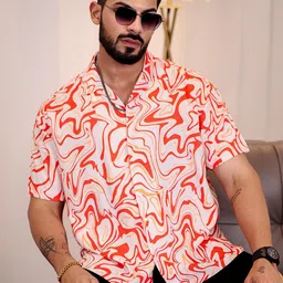 Eszett Abstract Printed Button-Down Collar Casual Cotton Shirt-picture-10
