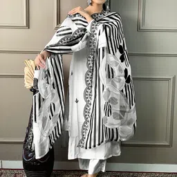 BAESD Ethnic Motifs Embroidered V-Neck Kurta With Trouser And Dupatta-image-13