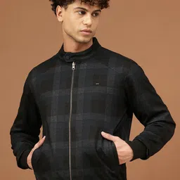 Richlook Men Mock Collar Checked Casual Bomber Reversible Jacket image 2
